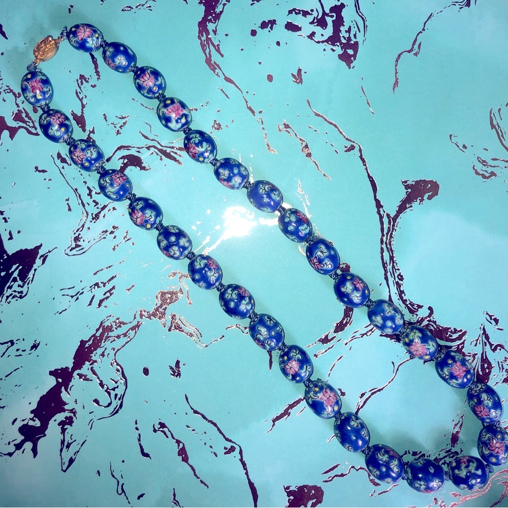 Vintage Cloisonné Beaded Necklace